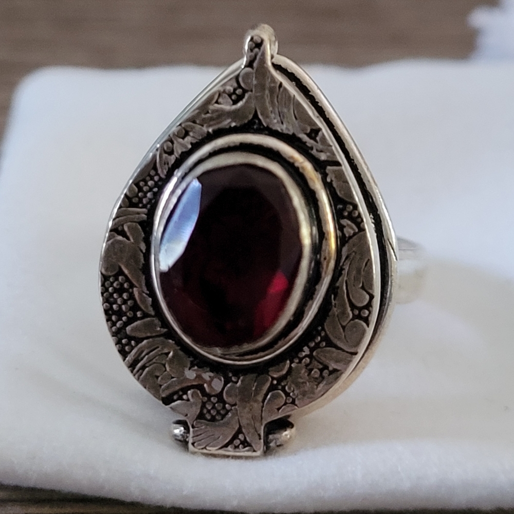Red Stone Sterling Silver Ring